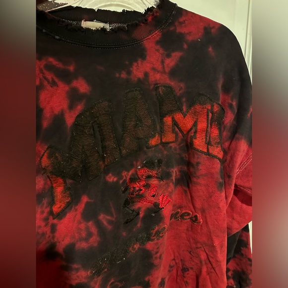 LF Stores University of Miami black & red tie-dye crewneck - Picture 2 of 4